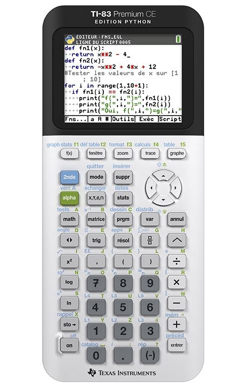 Calculatrice graphique Texas Instruments TI‑83 Premium CE Edition Python